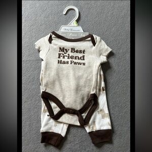 NEW Baby Essentials Boys 3 Months 4 Piece Set My Best Friend Has Paws Dogs Neutr
